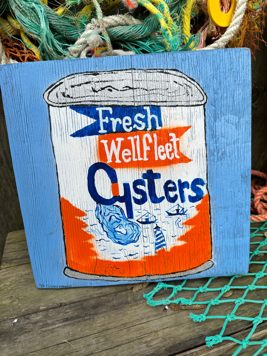 Wellfleet oyster can art Wellfleet Marine Corporation