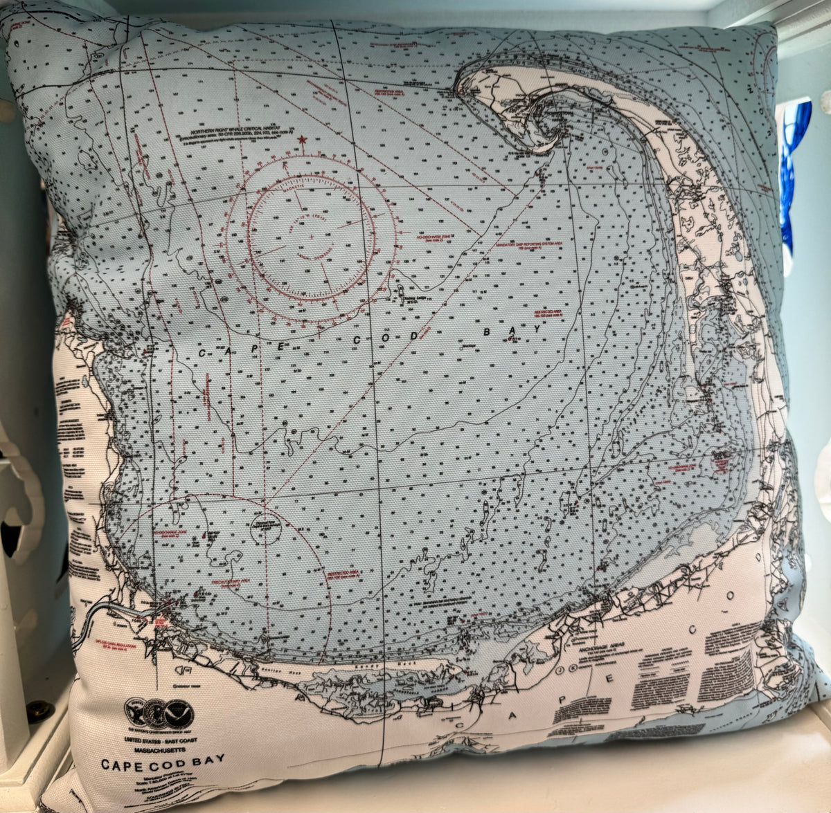 Cape cod nautical chart pillow Wellfleet Marine Corporation