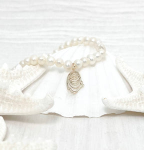 Oyster and pearl bracelet- sil