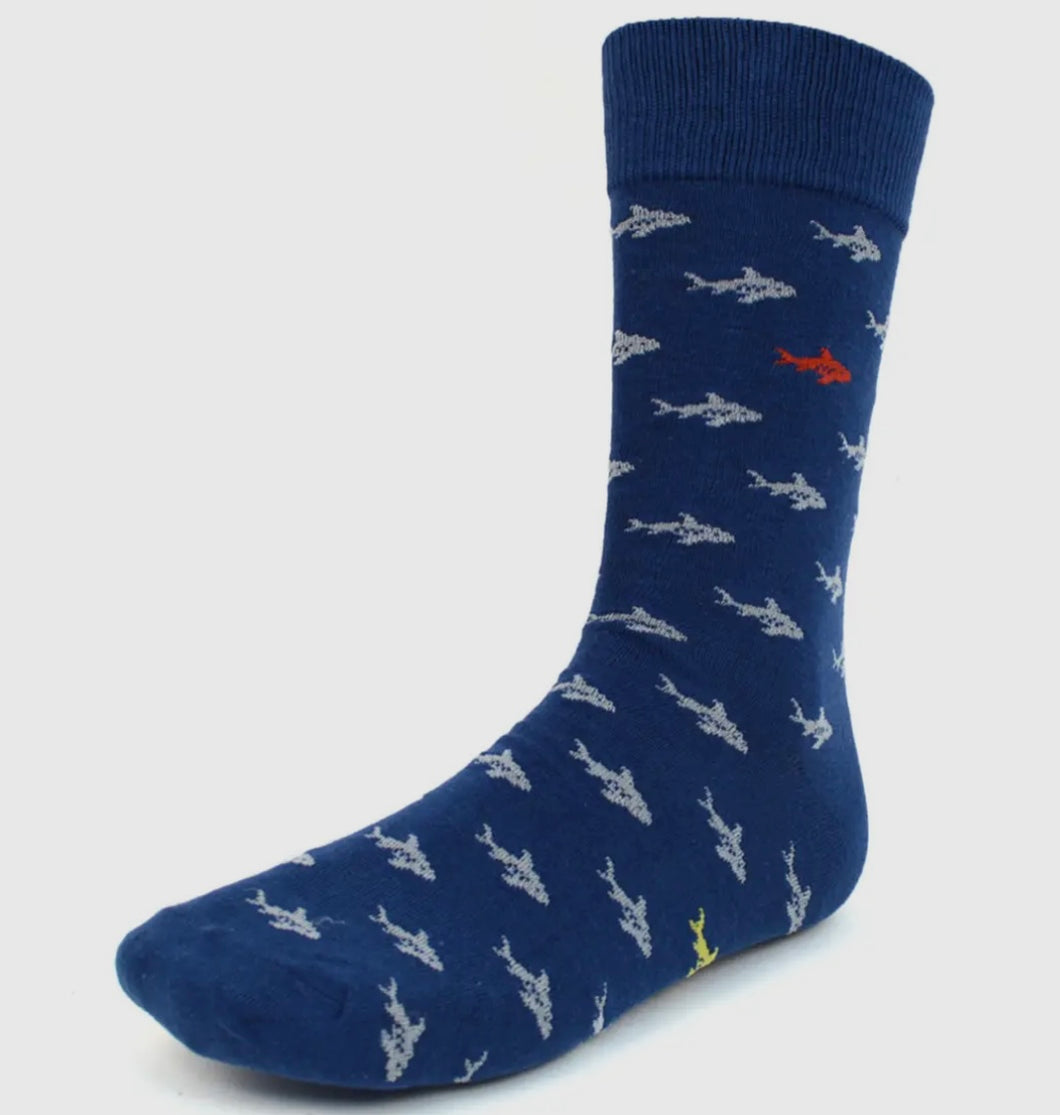 Mens shark socks- blue