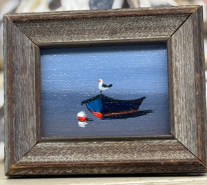 Gull on boat mini art