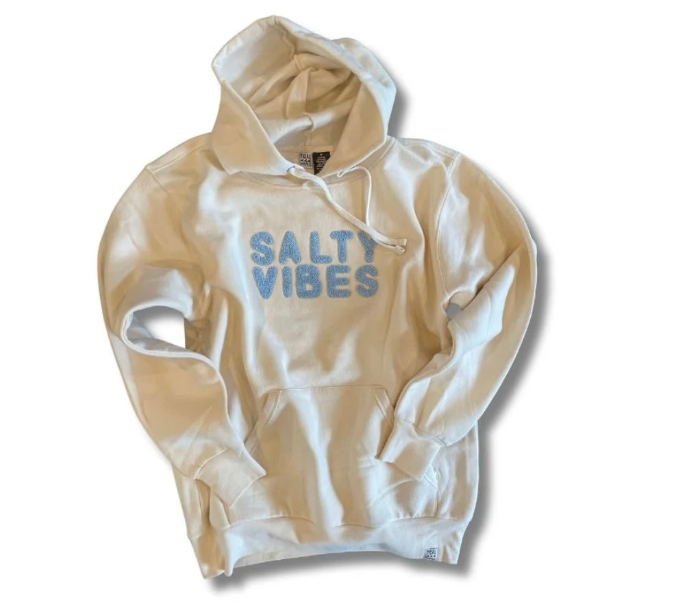 Chenille salty vibes hoodie sweat-cream