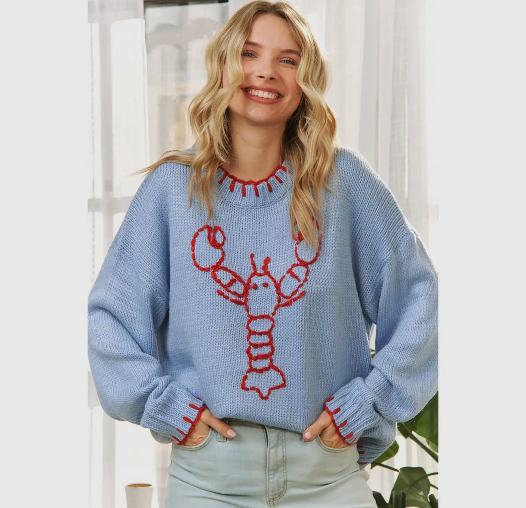 Baby blue lobster sweater