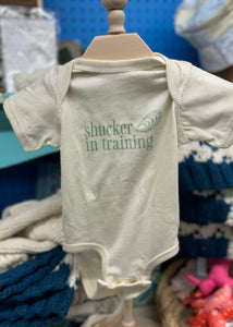 Shucker in training onesie