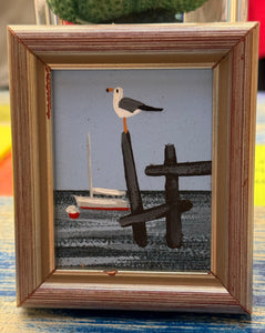 John Young seagull on piling mini art