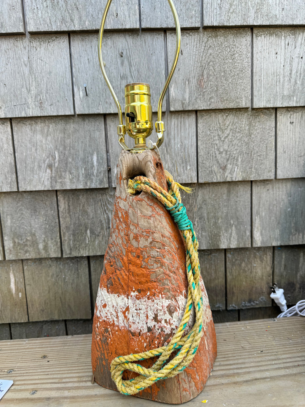 Vintage wooden lobster buoy lamp-m5