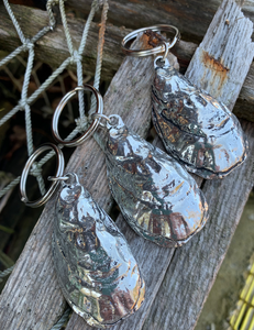 Pewter Oyster Shell Key Chains