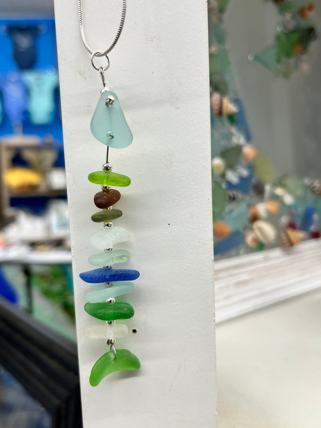 Seaglass fish rack necklace- large
