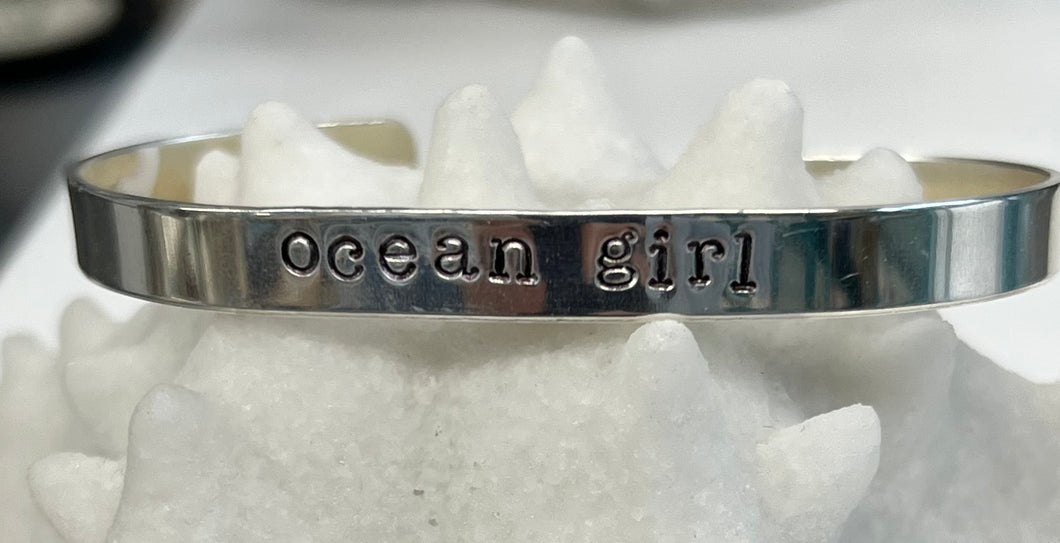 Sterling silver ocean girl cuff bracelet